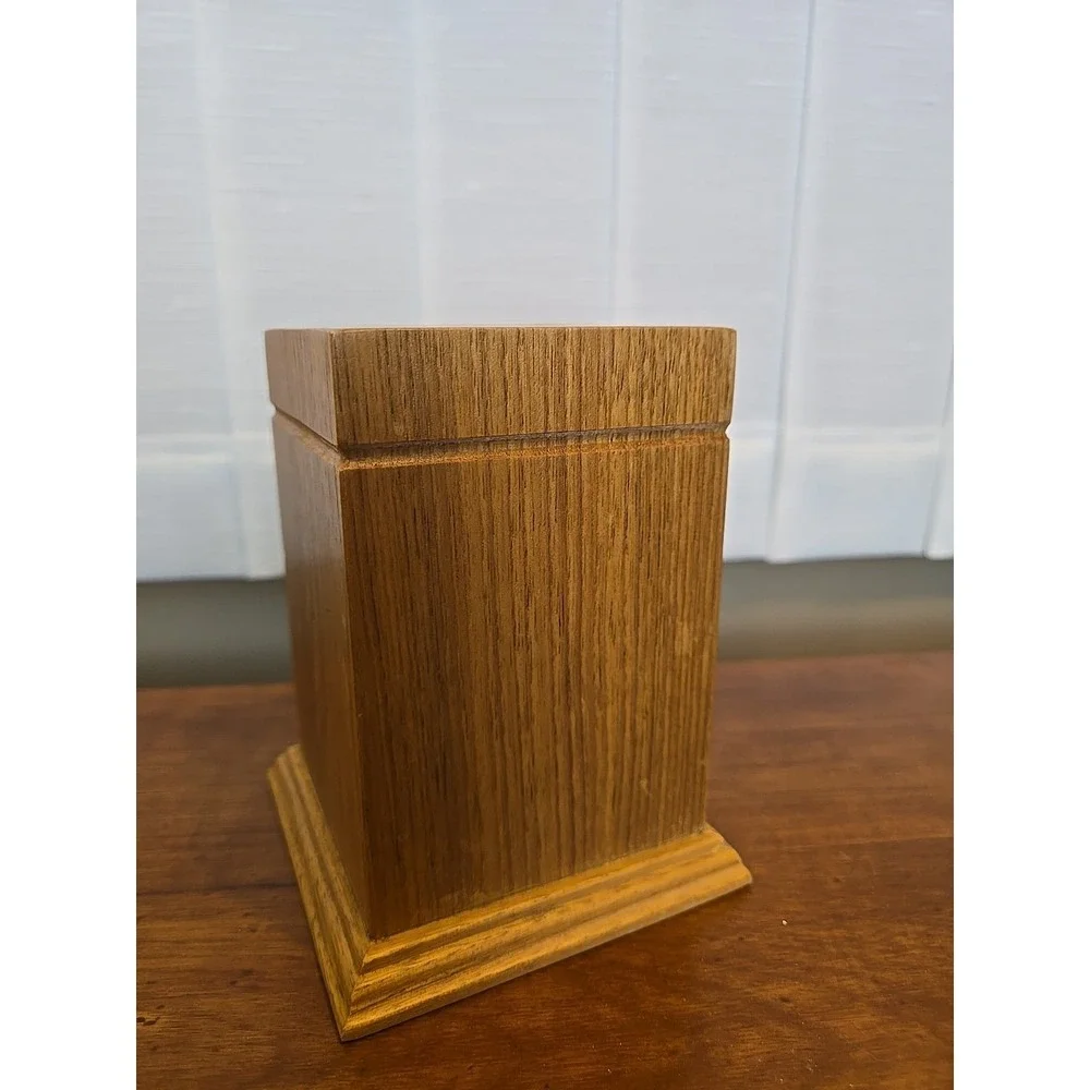 Vtg Wooden Wood Caddy Pencil Holder Container 5 1/4